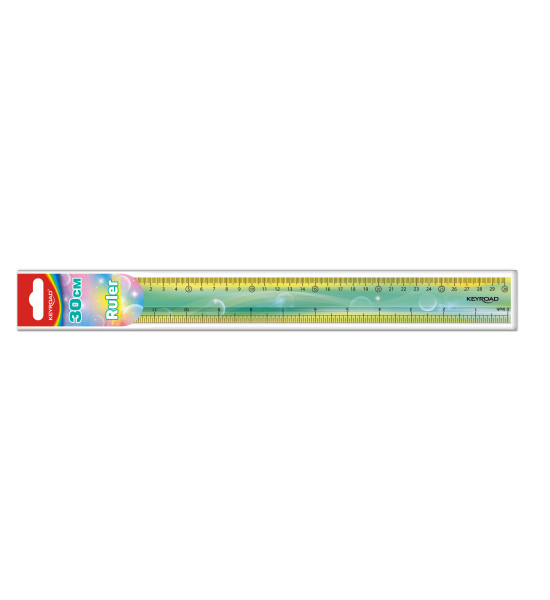 Regla Plástica, Rígida, 30 cm., Diseño Deco, Graduación cm & pulg., Pack x 1 Und.